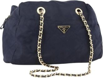 Prada Pre-owned Shoulder Bags, female, Blue, Size: ONE SIZE Pre-owned Vintage Nylon Shoulder Bag