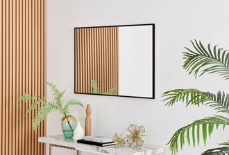 Furniturebox Emma Small 100x66cm Framed Rectangular Vertical Living Room Hallway Wall Mirror in Black | Size: 100x66 cm