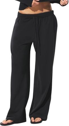SKIMS Cotton Blend Jersey Wide Leg Pants in Soot at Nordstrom, Size X-Small