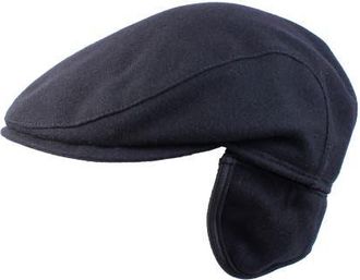 Wigens Mens Melton Wool Slim Ivy Cap with Ear Flaps in Black at Nordstrom, Size 62