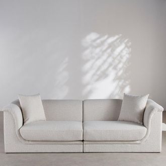 Maisons du monde Sof&aacute; de 3/4 plazas de tejido tramado beige