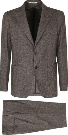 Tagliatore Brown Single-Breasted One-Pleat Donegal Wool-Blend Suit