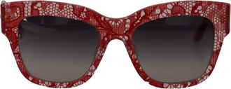 Dolce & Gabbana Red Lace Acetate Rectangle Shades DG4231F Womens Sunglasses
