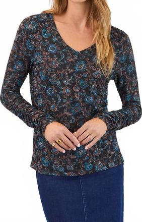 FDJ Crest Floral Long Sleeve Top In Black Crest