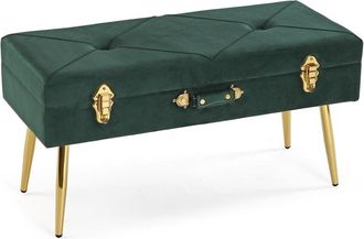 VERSA Banco de pie de cama en metal y poliester verde