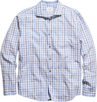 Billy Reid Mens Tattersall Plaid Hutcheson Sport Shirt In Blue