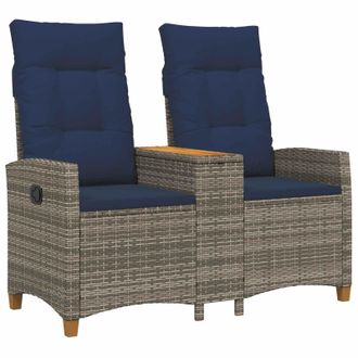 vidaXL Banco Reclinable Con Mesa Gris Y Azul Marino 126 X 65 X 112 Cm Vidaxl