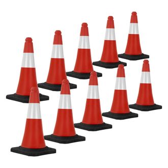 ECD Germany Ecd Germany - 10x Cono De Tr&aacute;fico Obra Pieza De Se&ntilde;alizaci&oacute;n Emergencia Color Rojo Y Blanco 51 Cm De Altura Con Base Pesada Y Robusto Pil&oacute;n De Segurid