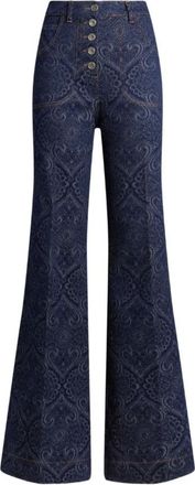 Etro Jacquard Jeans - Dames - Flared Jeans - Blauw - W27 - Katoen - Jeans