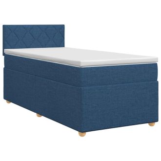 vidaXL Letto Box Spring Con Materasso Blu 90 X 200 Cm Tessuto Vidaxl