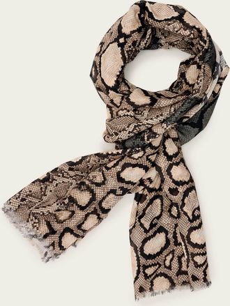 AllSaints Womens Cotton Flow Snake Print Logo Pareo Scarf, Size: One Size
