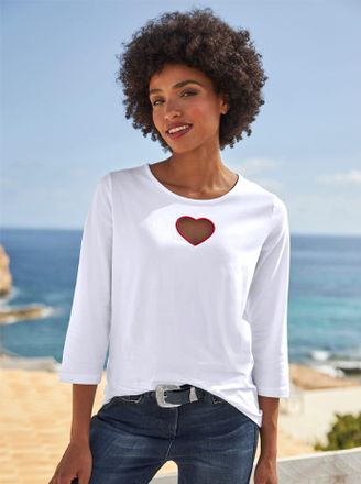 Heine Rundhalsshirt HEINE Shirt, Damen, Gr. 36, weiss (wei&szlig;), 95% Baumwolle, 5% Elasthan, unifarben, Rundhals, Shirts Rundhalsshirt