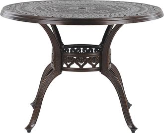 Beliani Beliani - Mesa De Jard&iacute;n De Aluminio Marr&oacute;n Redonda &Oslash; 102 Cm Estilo Retro Salento