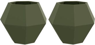 vidaXL Jardinera 2 Pcs Verde Oliva 75 X 75 X 60 Cm Acero Vidaxl