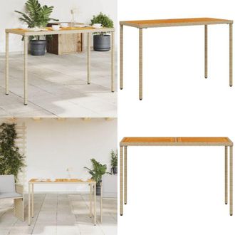 vidaXL Tavolo Giardino Piano Legno Acacia Beige 115x54x74cm Polyrattan - Tavolo in legno - Tavolo da esterno