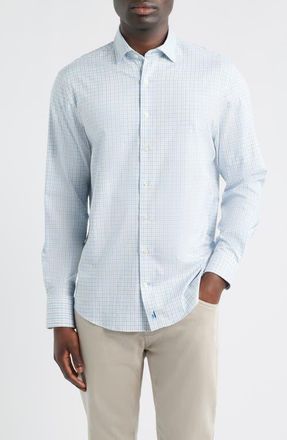 Johnnie-O Briney Tattersall Check Everyday Performance Button-Up Shirt in Lapis at Nordstrom, Size Xx-Large