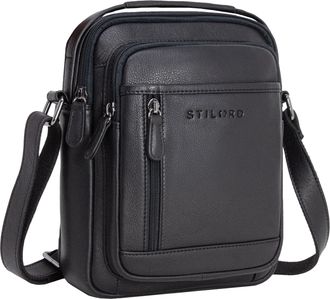 STILORD Salva Leather Shoulder Bag Mens Small Cross-Body Messenger Bag Genuine Leather with zipper Adjustable Strap Travel Business Casual Daily 8 Tablet, Col