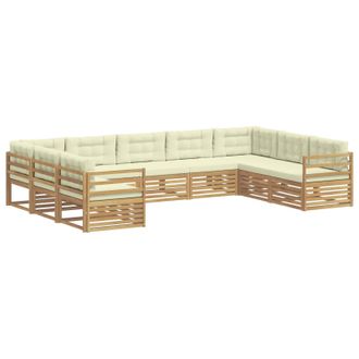 vidaXL Conjunto De Sof&aacute;s De Exterior 9 Uds. Blanco Y Crema Vidaxl