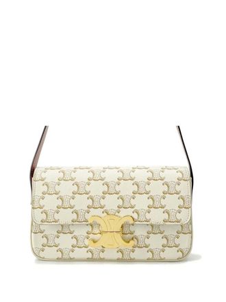 Celine 2010-2020 Triomphe Coated Canvas Claude shoulder bag - women - Fabric/Calf Leather/Canvas/Leather - One Size - White