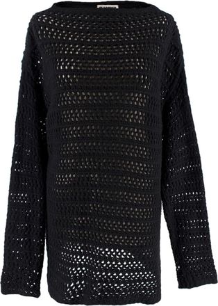 Jil Sander Black Cashmere Open Knit Longline Jumper