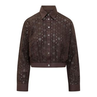 Pinko Shirts, female, Brown, Size: XS Charita Cropped Shirt