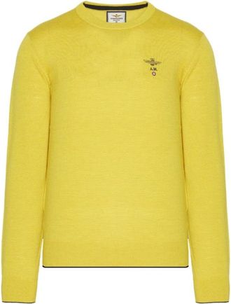 Aeronautica Maglia - 100% samenstelling - Productcode: 232Ma 1388L415-57523 - Heren - Ronde hals truien - Geel - XL - Truien & Vesten