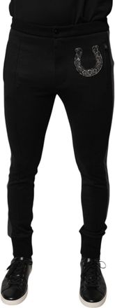 Dolce & Gabbana Horseshoe-Embellished Wool Trousers - Black