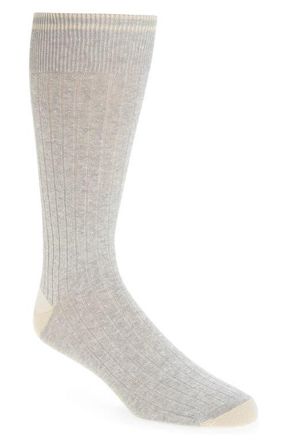 Nordstrom Ribbed Linen Blend Dress Socks in Light Grey at Nordstrom