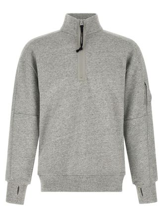 C.P. Company Grey Textured Mock Collar Sweatshirt