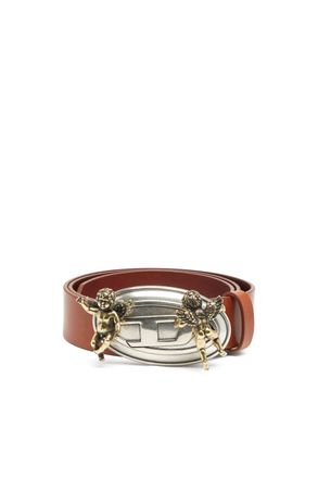 Diesel 3.5cm leather belt with cherub Oval D buckle - Belts - Woman - Brown