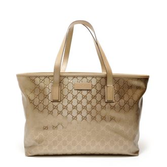 Gucci Gg Imprim&eacute; Gold Pvc Tote Bag (Pre-Owned)
