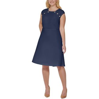 Tommy Hilfiger Womens Fit and Flare Dress, Iconic Sky Captain, 10
