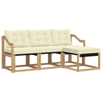 vidaXL Conjunto De Sof&aacute;s De Exterior Con Coj&iacute;n 4 Pcs Blanco Y Crema Vidaxl