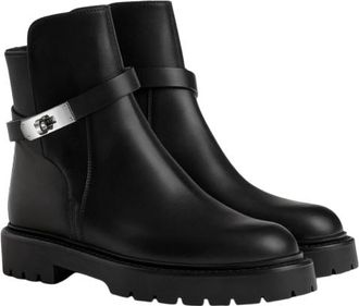 Herm&egrave;s Hemres Black Leather Jeff Ankle Boots Size 38.5