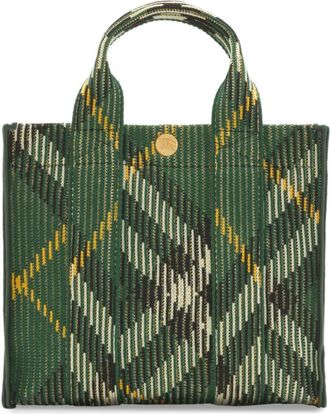 Burberry check pattern knit tote bag - women - Polyamide/Polyurethane/Cotton - OS - Green