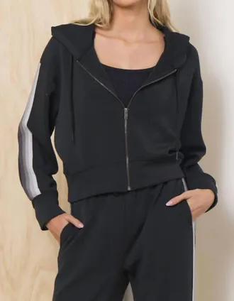 Vintage Havana Victoria Zip Up Hoodie In Black With Grey