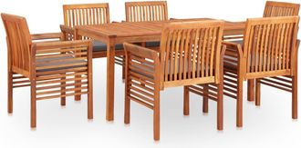 vidaXL Set Comedor De Jard&iacute;n 7 Pzas Y Cojines Madera Maciza De Acacia Vidaxl