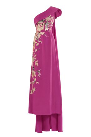 Saiid Kobeisy One Shoulder Embroidered Crepe Dress