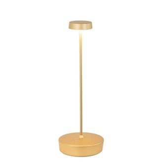 Zafferano L&aacute;mpara de mesa led aluminio oro mate recargable y regulable