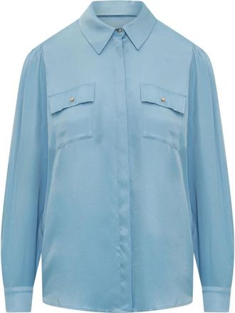 Liu Jo ECS Camicia TS ML - Dames - Overhemden - Blauw - L - Satijn - Overhemden