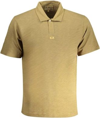 La Martina Groen Katoenen Poloshirt met Borduurwerk - Heren - Polos - Groen - M - Katoen - Tops
