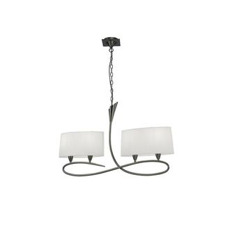 Netlighting Lua Ceiling Pendant 2 Arm 4 Light E27 Satin Nickel with White Shades in Grey