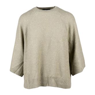 Fabiana Filippi Pullover met ronde hals - Dames - Ronde hals truien - Beige - M - Wol - Truien & Vesten