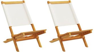 vidaXL Garden Chairs 2 pcs Cream White Solid Wood Acacia and Fabric vidaXL