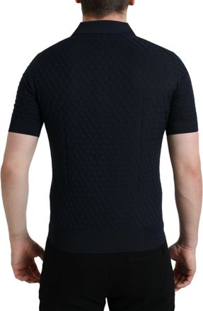 Dolce & Gabbana Mens Silk Knit Polo Navy