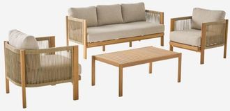 Sweeek Conjunto De Jard&iacute;n De Acacia Y Cuerdas Para 5 Personas