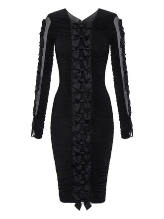 Elisabetta Franchi bow-detail midi dress - women - Viscose/Spandex/Elastane - 42 - Black