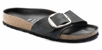 Birkenstock Womens Madrid Big Buckle Leather Sandal In Black