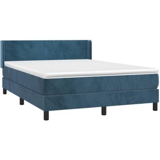 vidaXL Cama Box Spring Con Colch&oacute;n Terciopelo Azul Oscuro 140x200 Cm Vidaxl