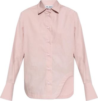 The Attico Katoenen shirt - Dames - Overhemden - Roze - 2XS - Katoen - Overhemden